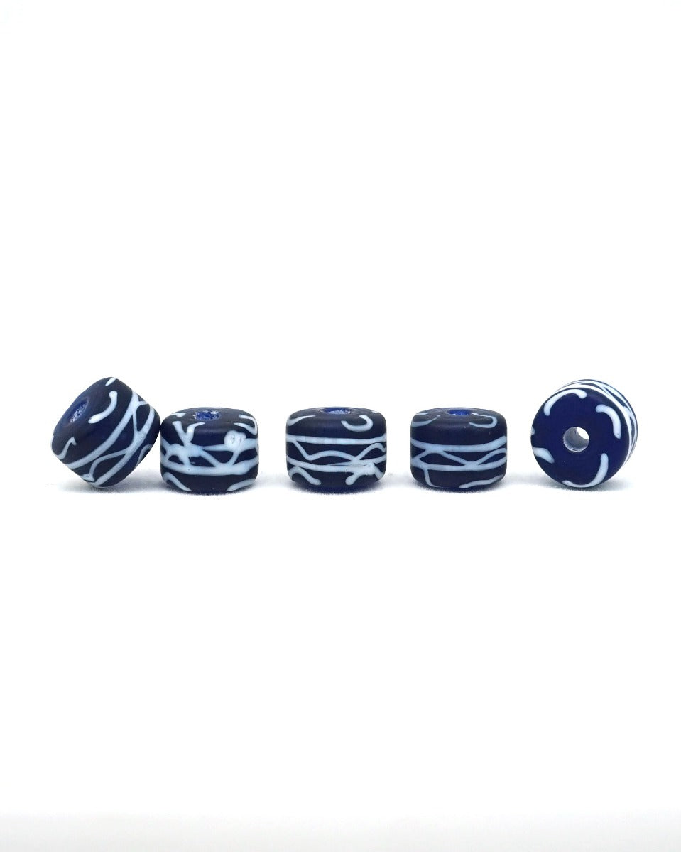 Viking glass bead Havdhem, Gotland, blue-white, 5 pieces