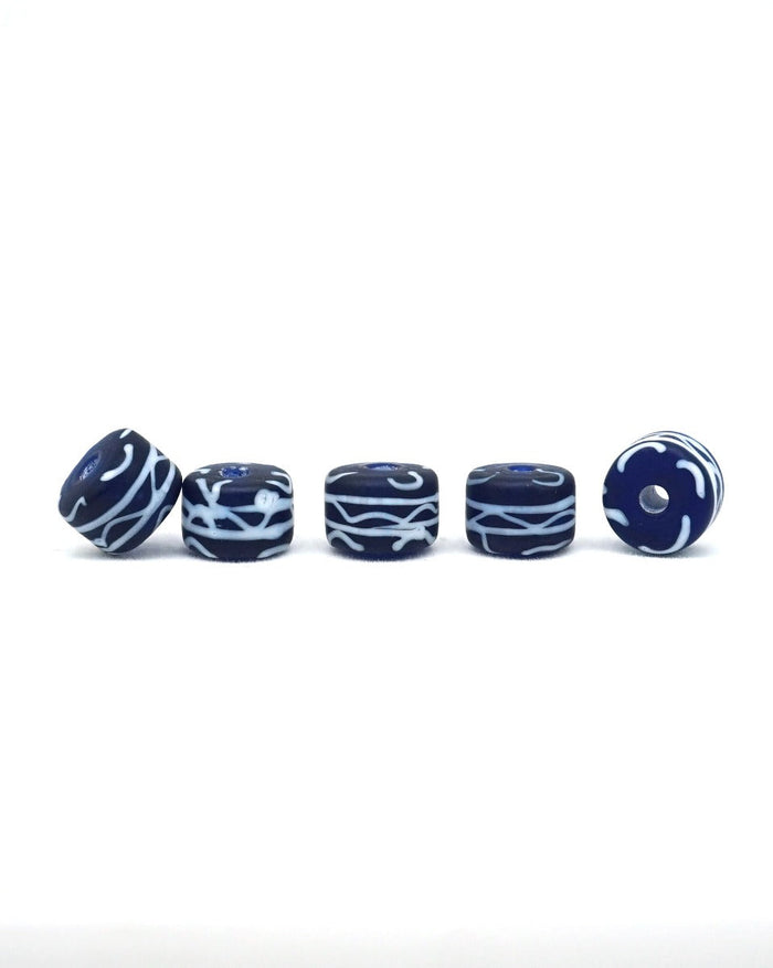 Viking glass bead Havdhem, Gotland, blue-white, 5 pieces