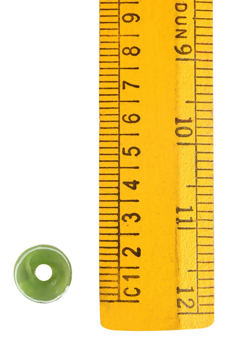 Flat Viking glass bead Kaupang (Larvik, Norway), green, 5 pieces