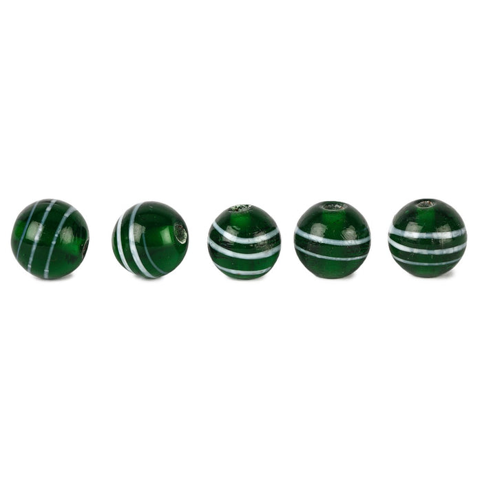 Viking glass bead Hilda, green-white, 5 pieces