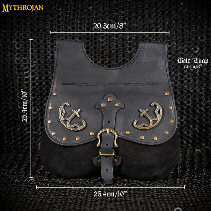 Late medieval kidney purse with fittings, black, 14th-15th centuries