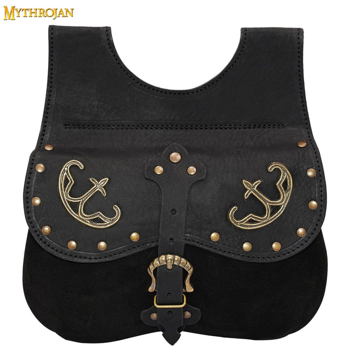 Late medieval kidney purse with fittings, black, 14th-15th centuries