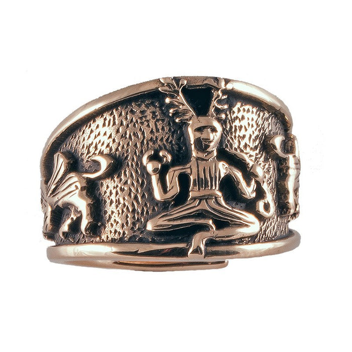 Celtic ring Cernunnos, large (size 60-71), bronze