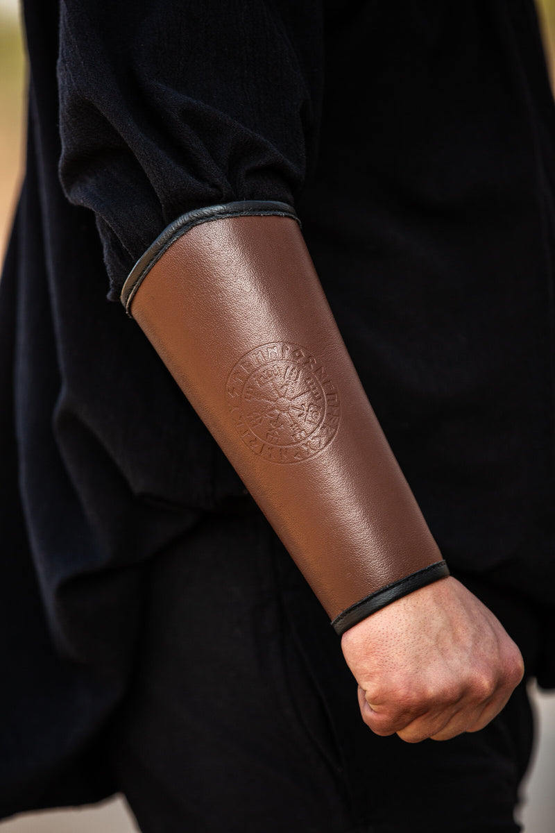 Vegvisir læderarmskinner, underarmsbeskyttere, brun