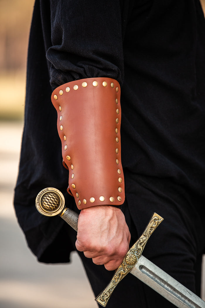 Marius leather bracers, underarm guards, brown