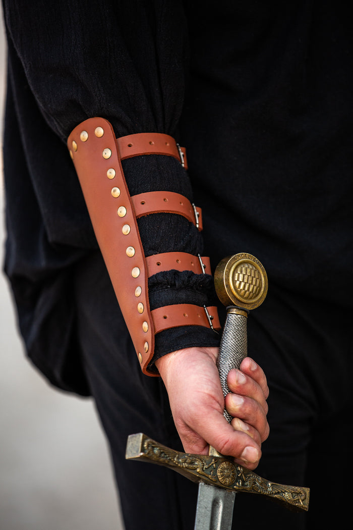 Marius leather bracers, underarm guards, brown