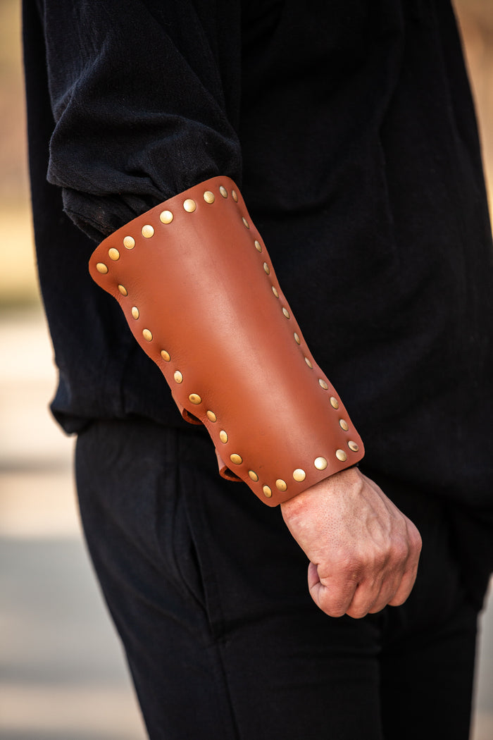 Marius leather bracers, underarm guards, brown