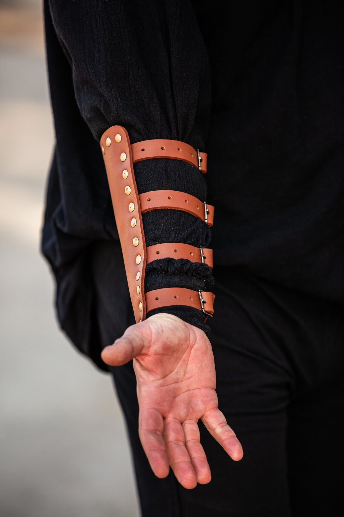Marius leather bracers, underarm guards, brown