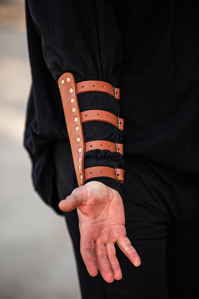 Marius leather bracers, underarm guards, brown