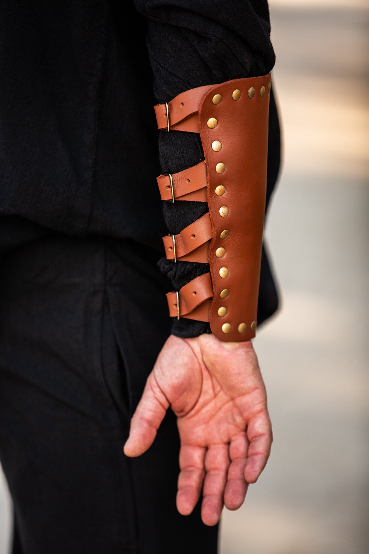 Marius leather bracers, underarm guards, brown