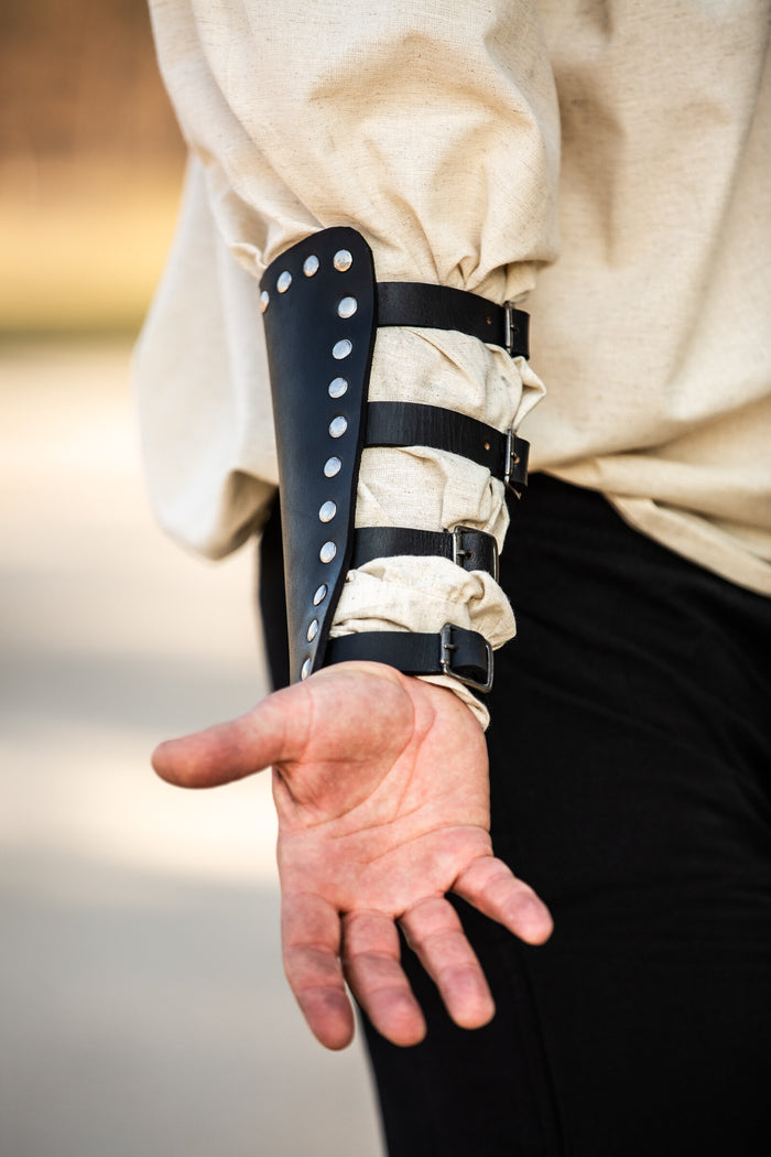 Marius leather bracers, underarm guards, black