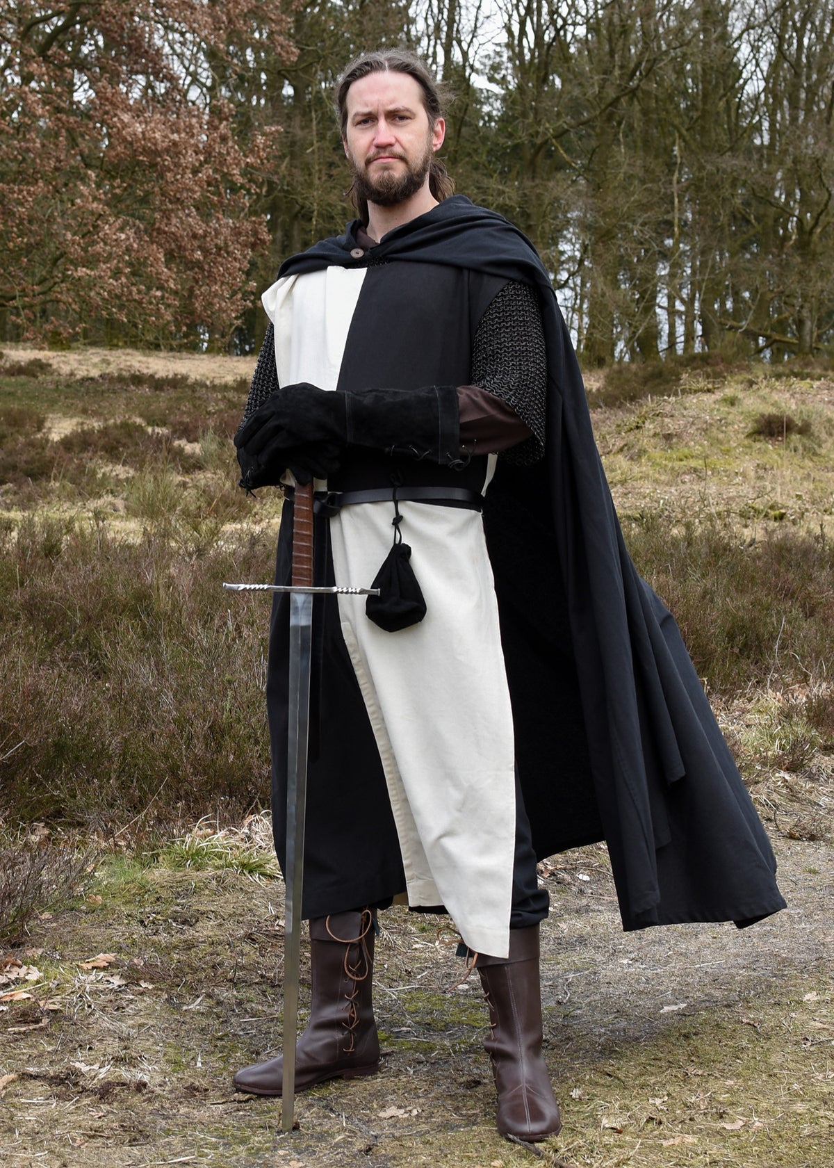 Medieval surcoat Rodrick, natural-black