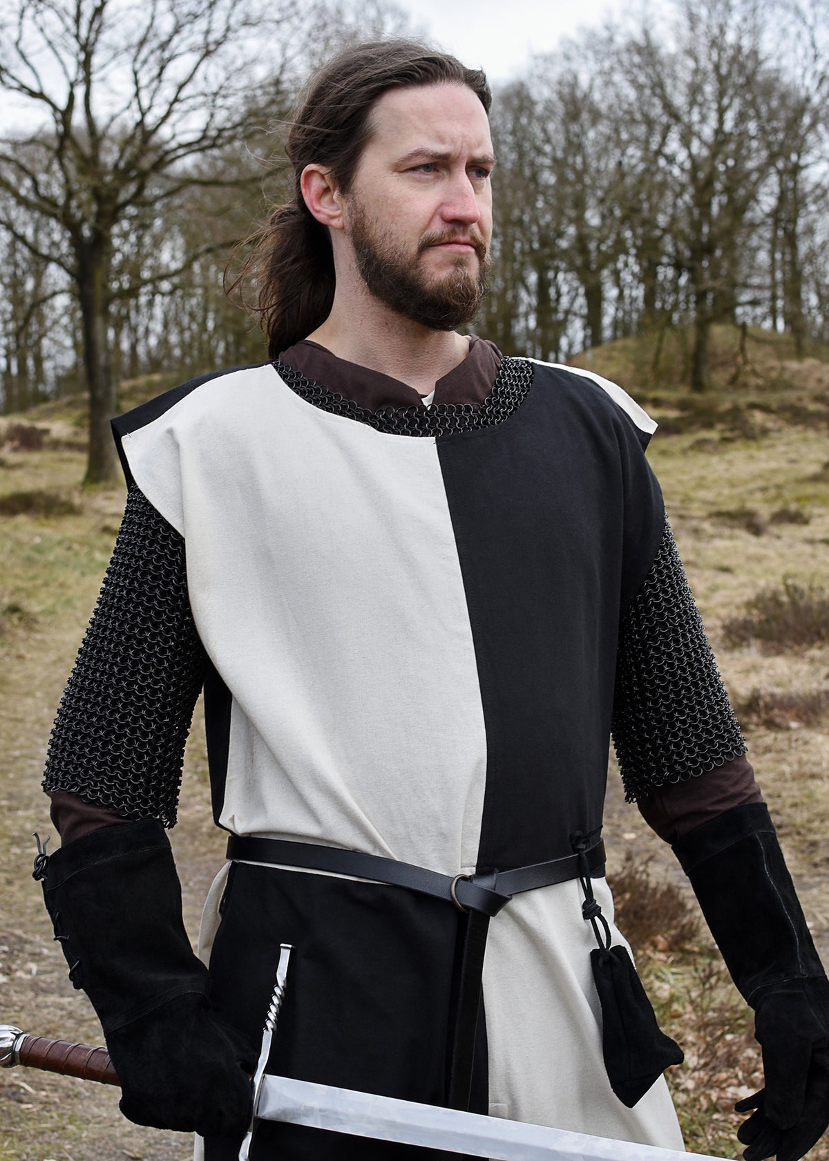 Medieval surcoat Rodrick, natural-black