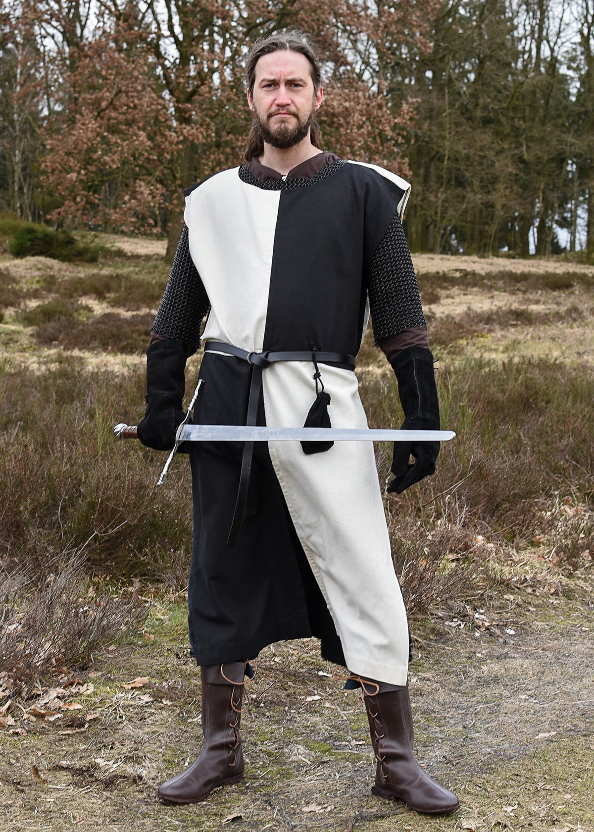 Medieval surcoat Rodrick, natural-black