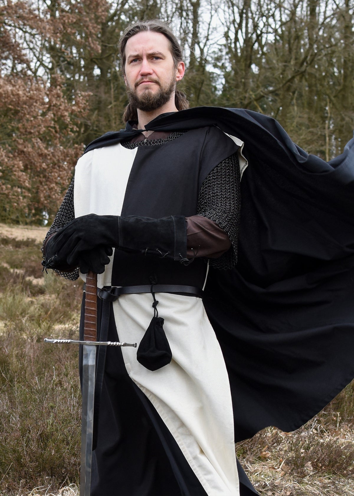 Medieval surcoat Rodrick, natural-black