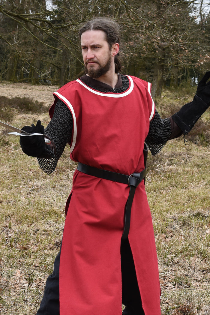 Medieval surcoat Rodrick, red-natural