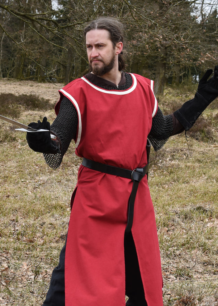 Medieval surcoat Rodrick, red-natural