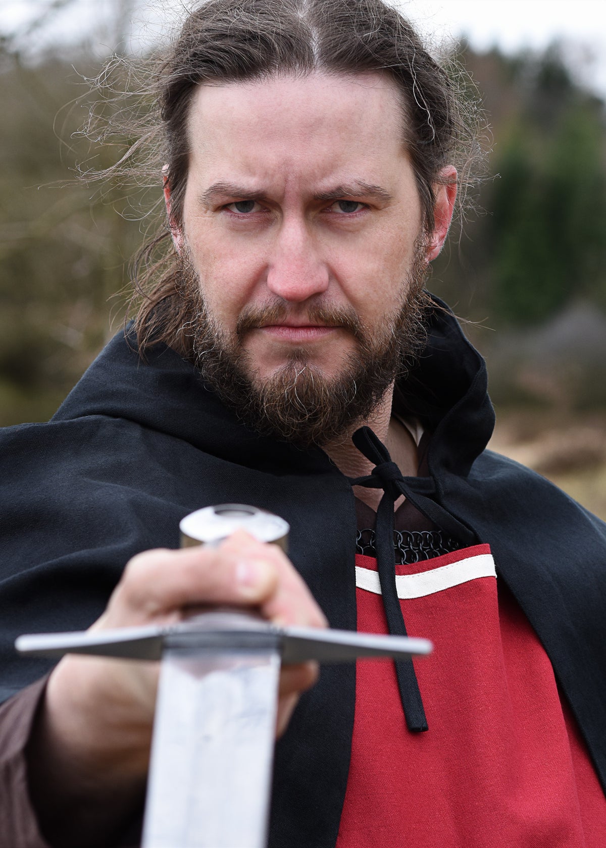 Medieval surcoat Rodrick, red-natural
