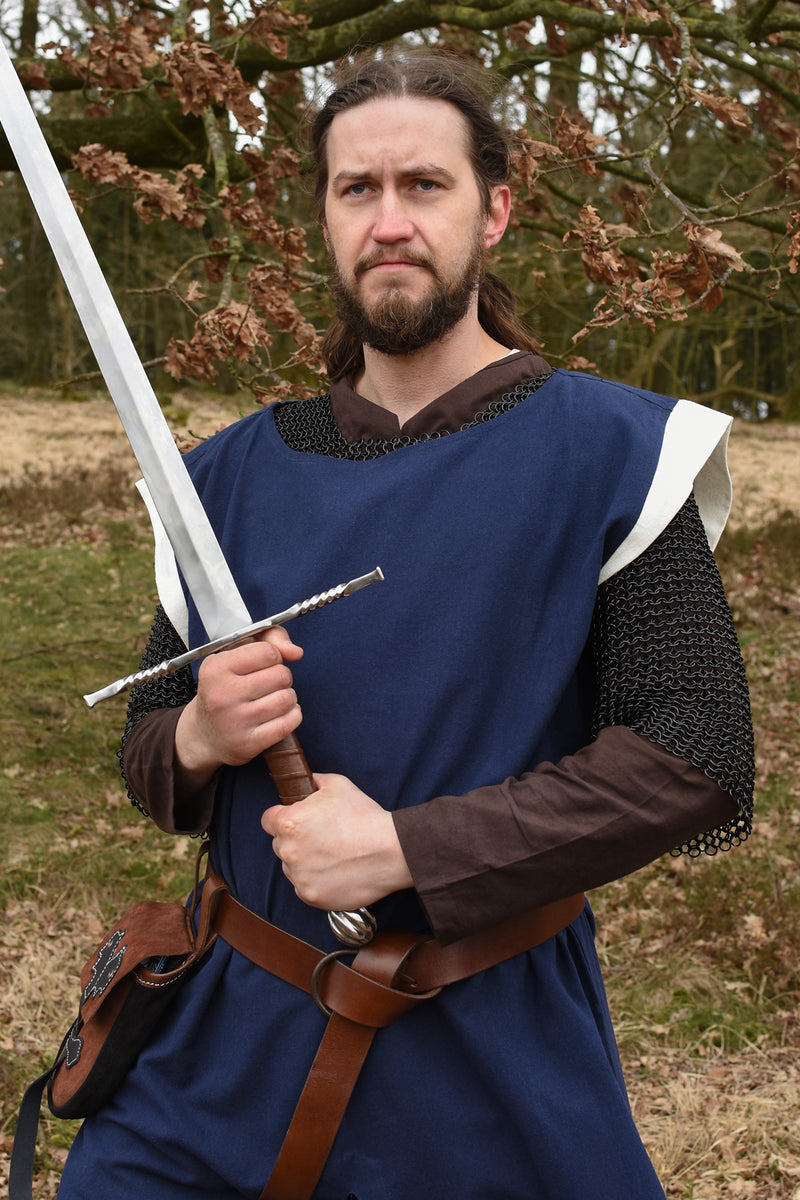 Medeltida överplagg Rodrick, blå, crème