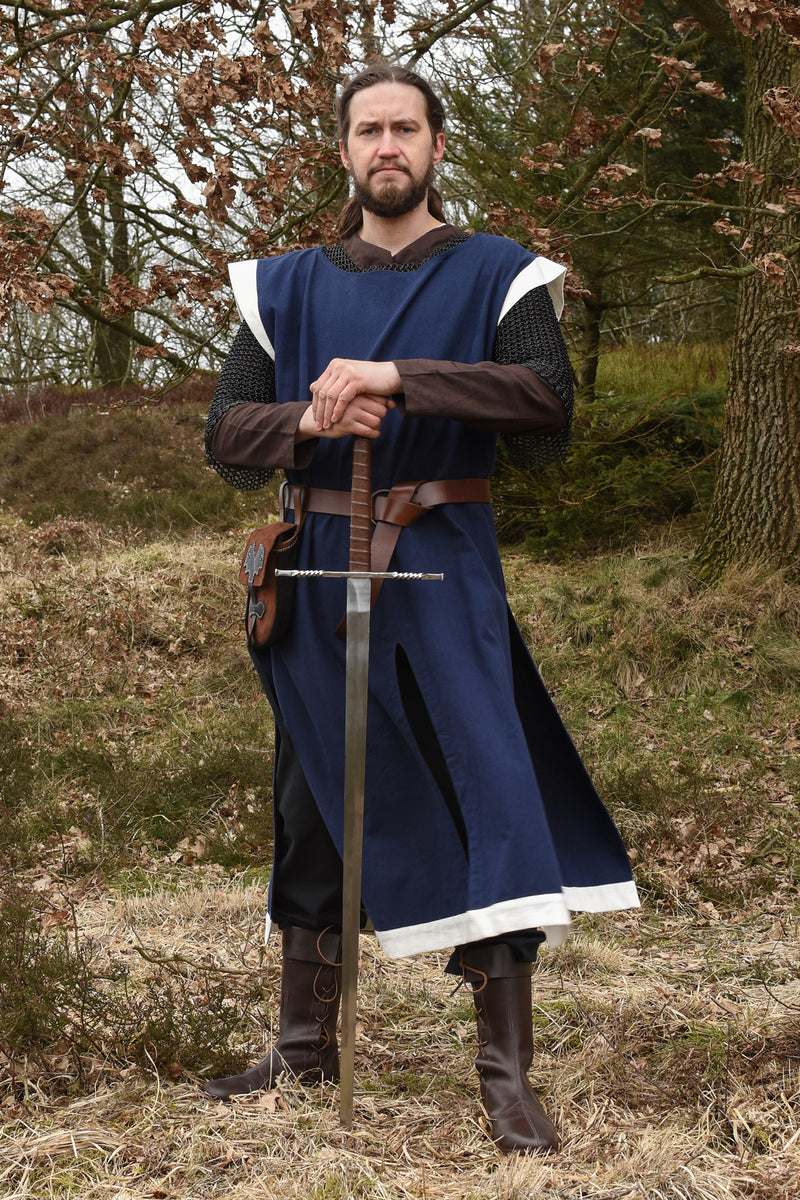 Medeltida överplagg Rodrick, blå, crème