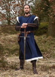 Medieval surcoat Rodrick, blue-cream