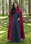 Mantel Isen met kap en kraag, rood
