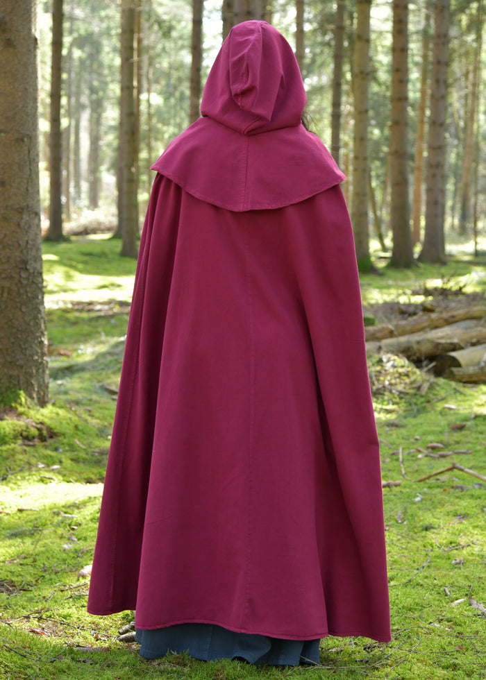 Mantel Isen met kap en kraag, rood