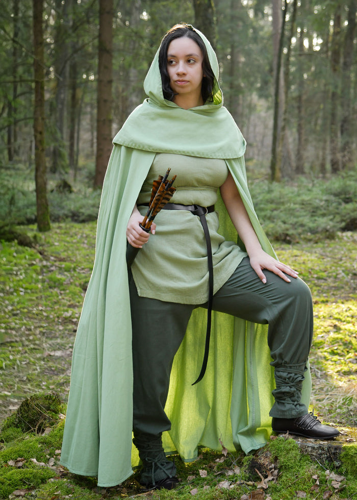 Mantel Isen met kap en kraag, groen