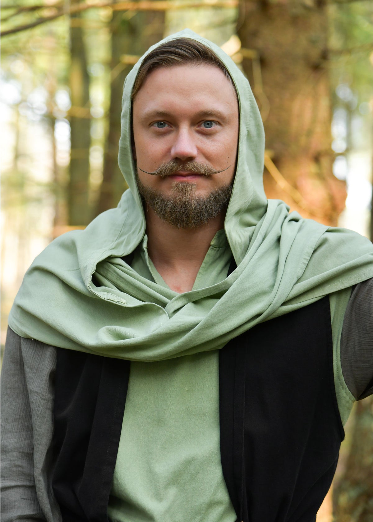 Sjaal met kap, groen