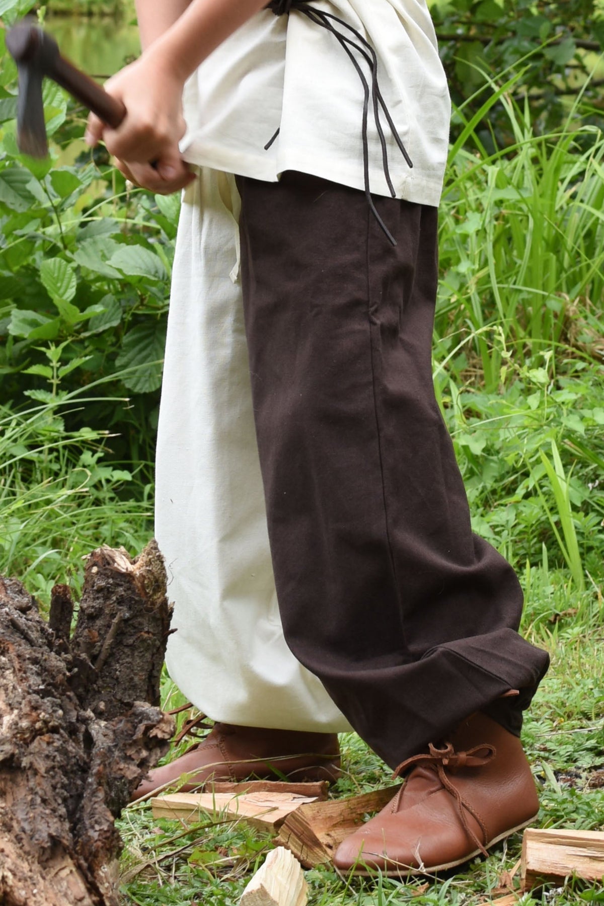 Kids trousers Asmund, brown-natural