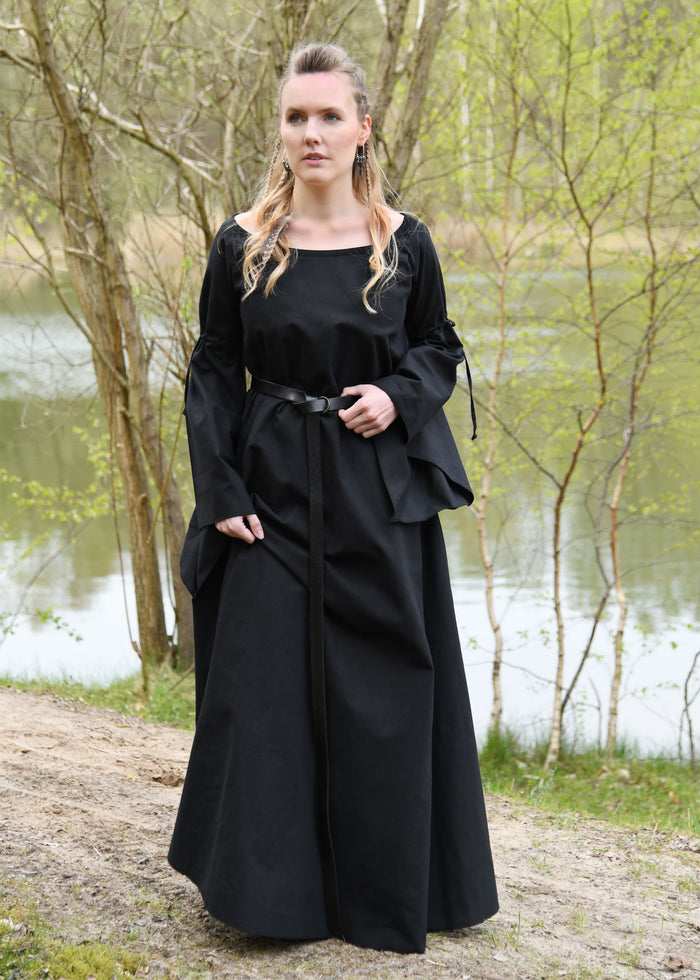 Middeleeuwse gotische jurk Iseult, zwart