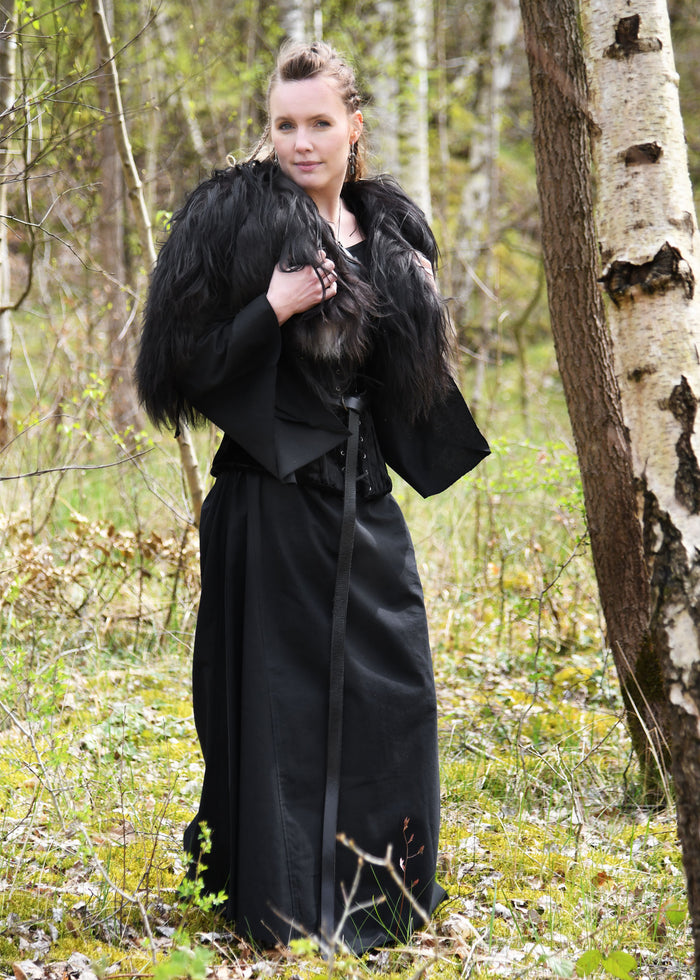 Middeleeuwse gotische jurk Iseult, zwart