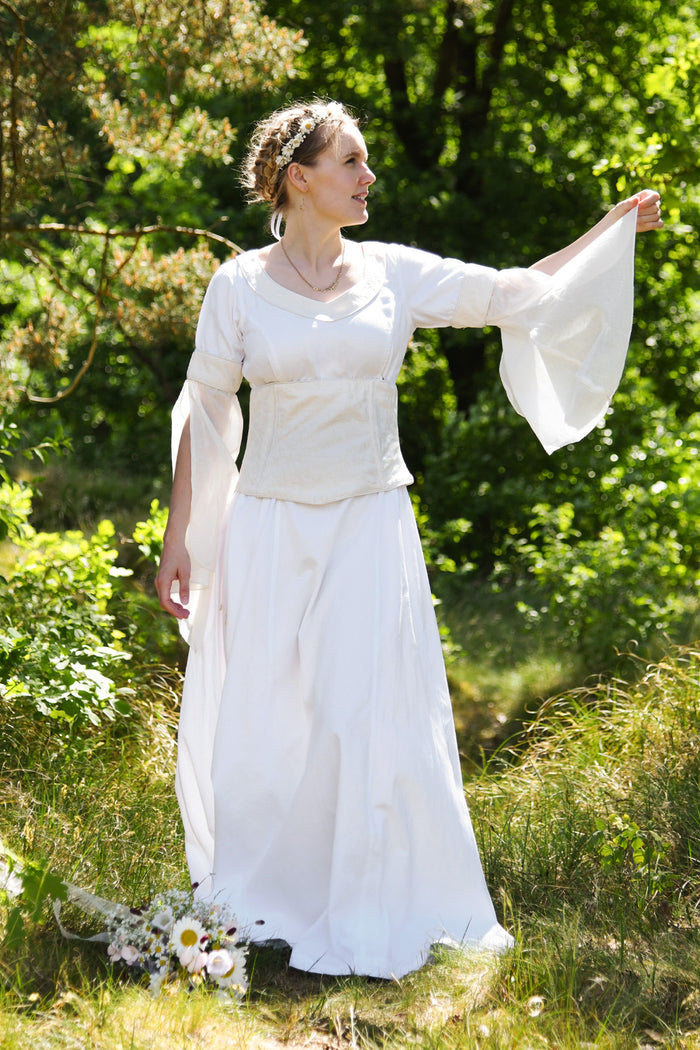 Medieval wedding dress, white-cream