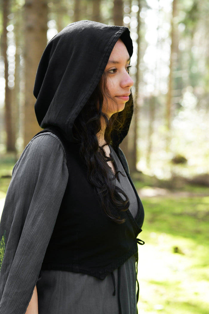 Vest Nalen met kap, zwart