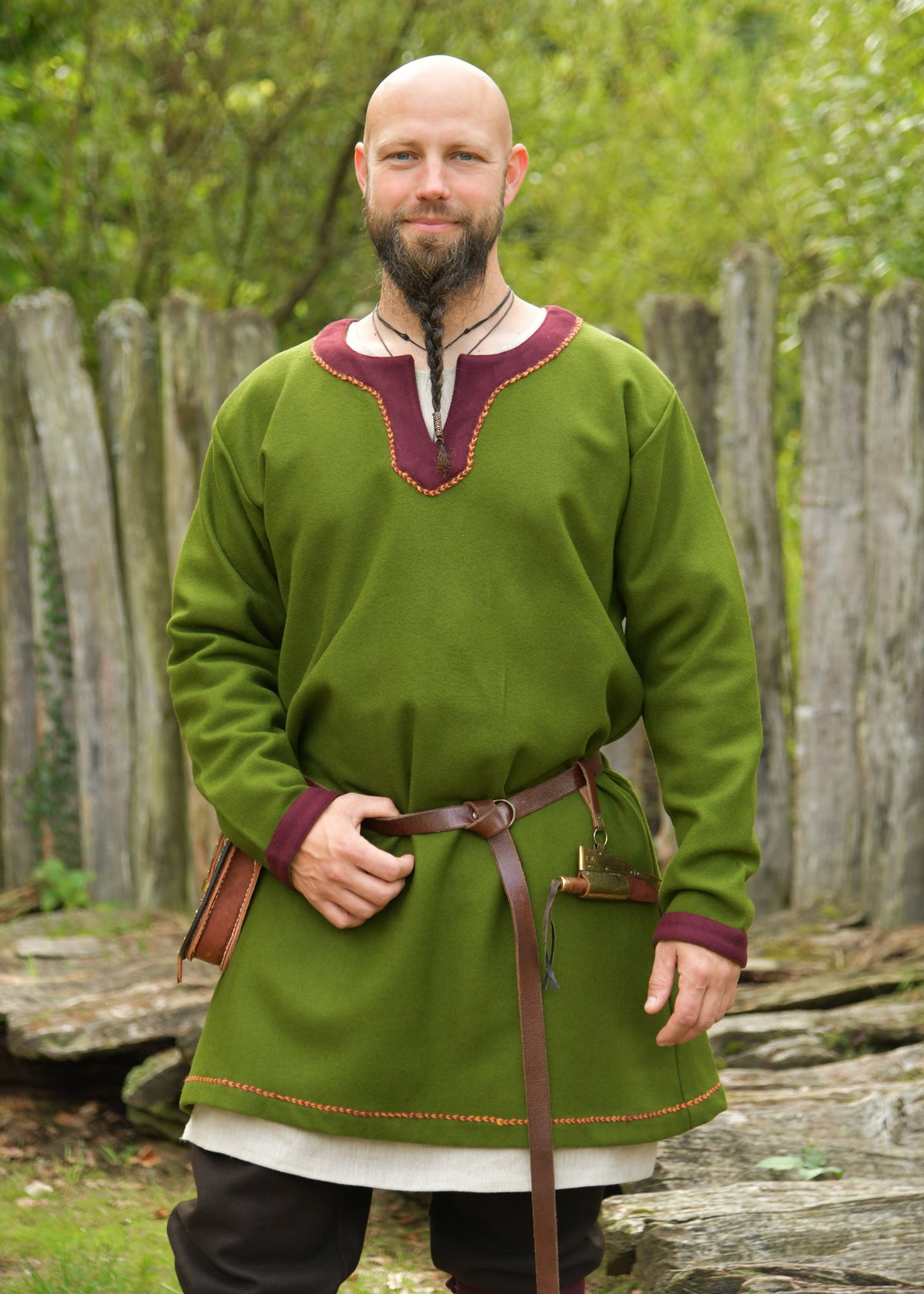Vikingtuniek Folkmar, wol, groen-rood