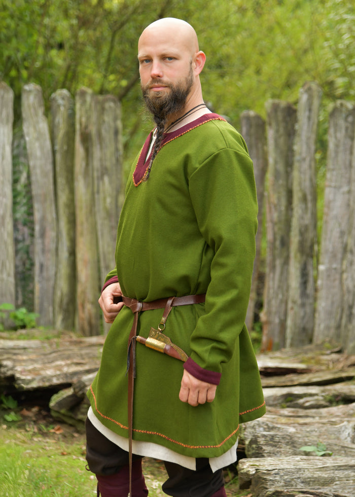 Vikingtuniek Folkmar, wol, groen-rood