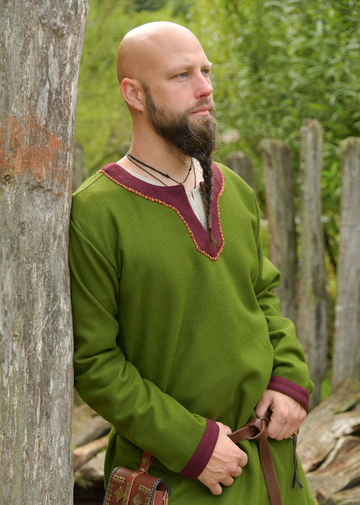 Vikingtuniek Folkmar, wol, groen-rood