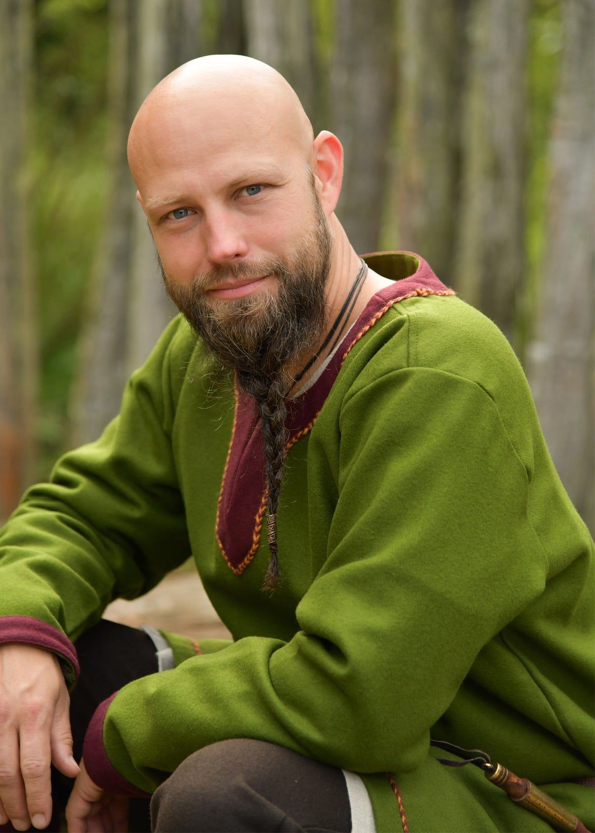 Vikingtuniek Folkmar, wol, groen-rood