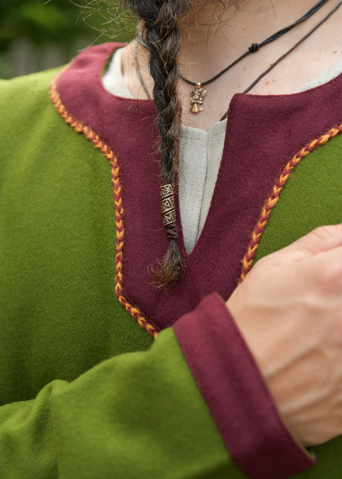 Vikingtuniek Folkmar, wol, groen-rood