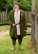 Gevoerde kaftan Heming, wol, groen-rood