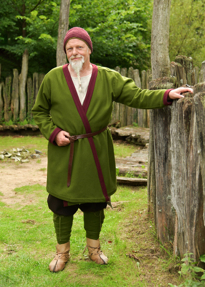 Gevoerde kaftan Heming, wol, groen-rood