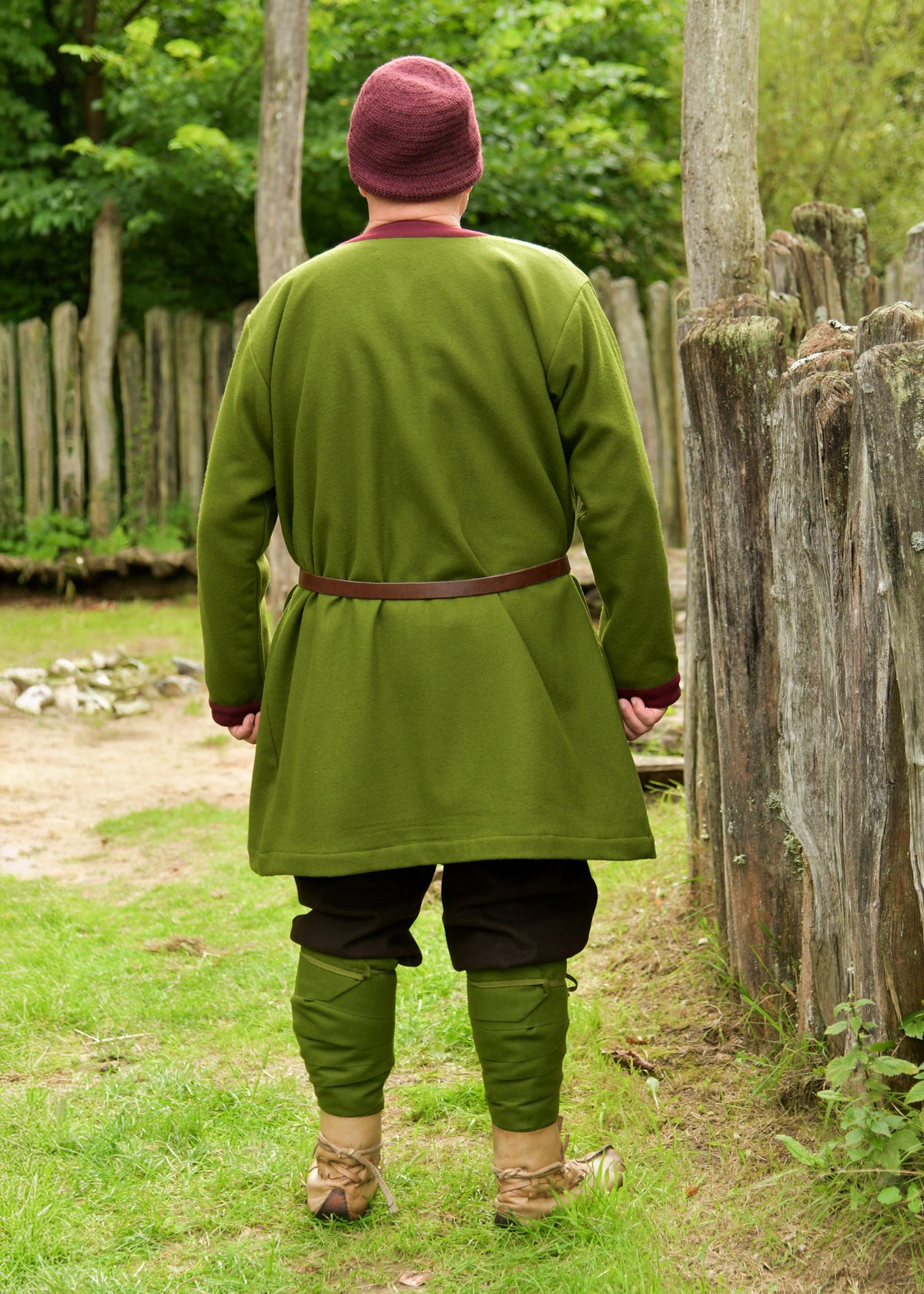 Gevoerde kaftan Heming, wol, groen-rood