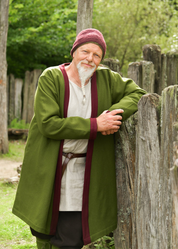 Gevoerde kaftan Heming, wol, groen-rood
