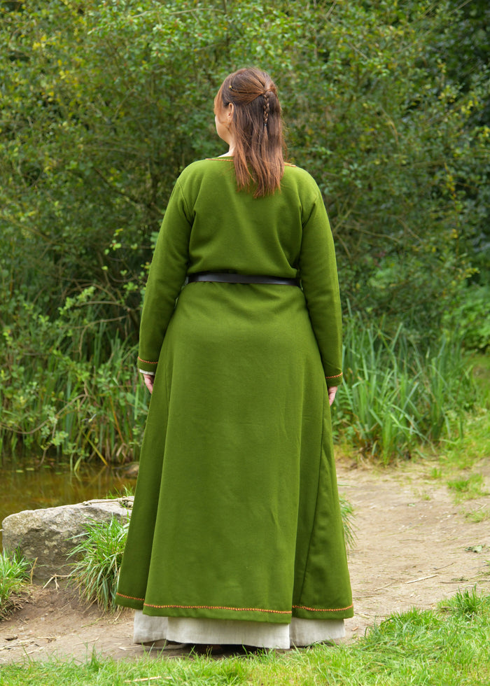 Viking jurk Jorunn, wol, groen