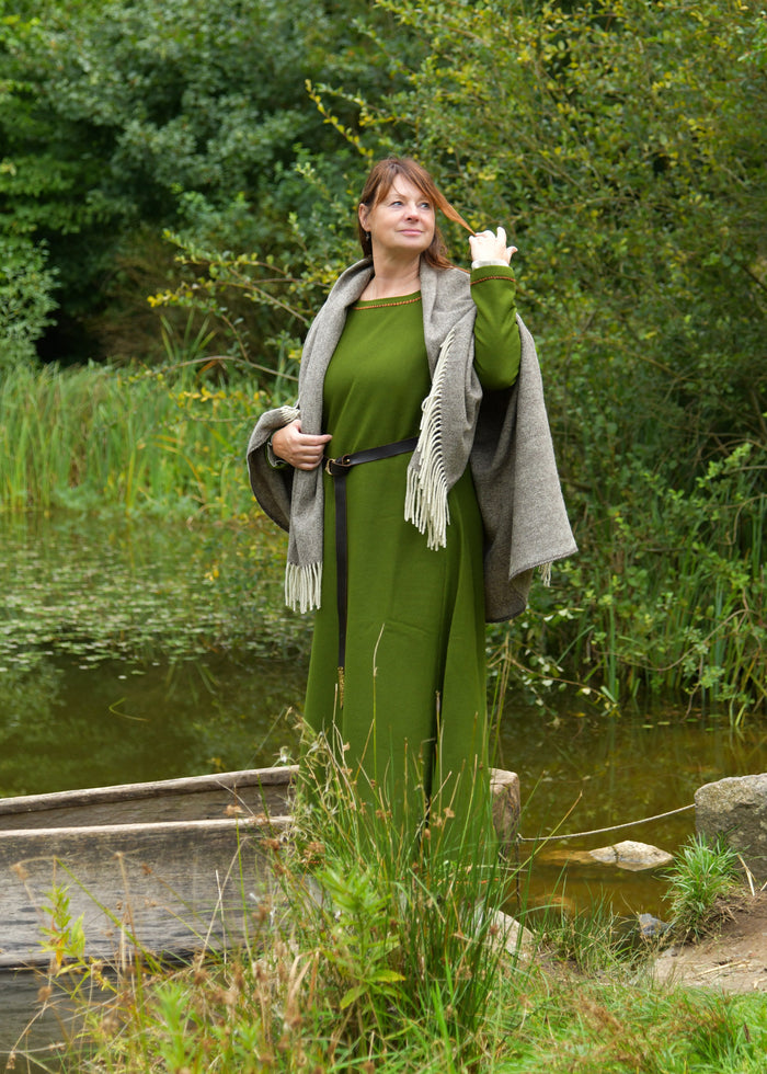 Viking jurk Jorunn, wol, groen