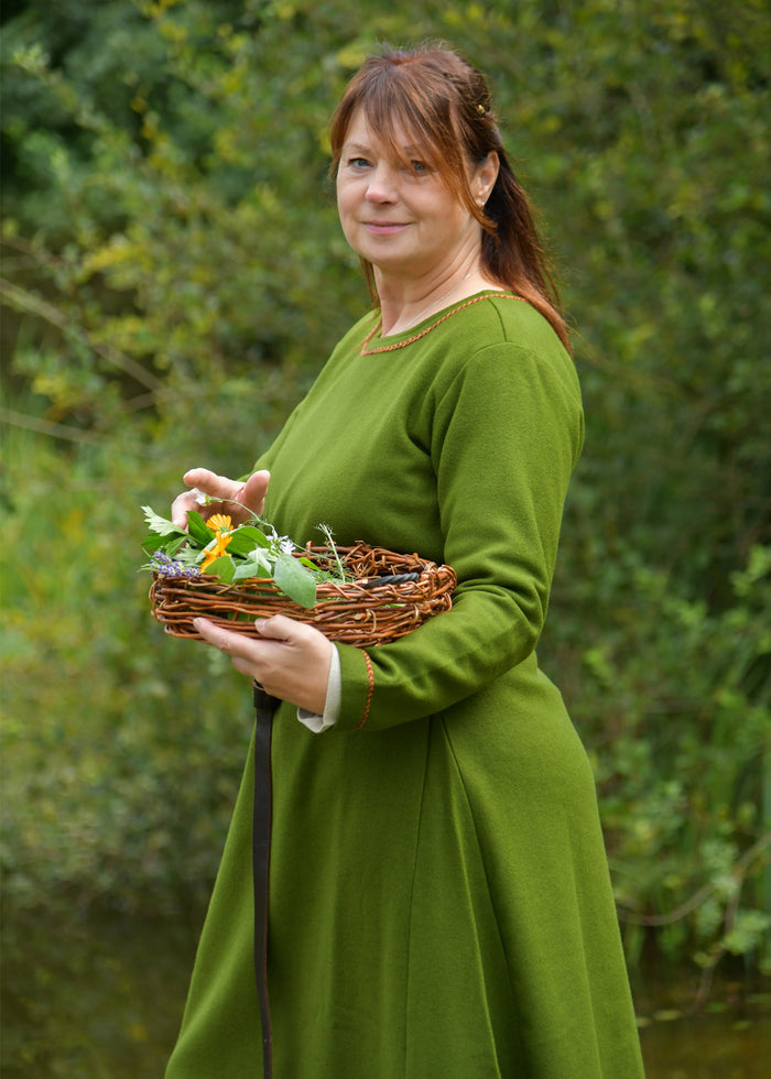 Viking jurk Jorunn, wol, groen