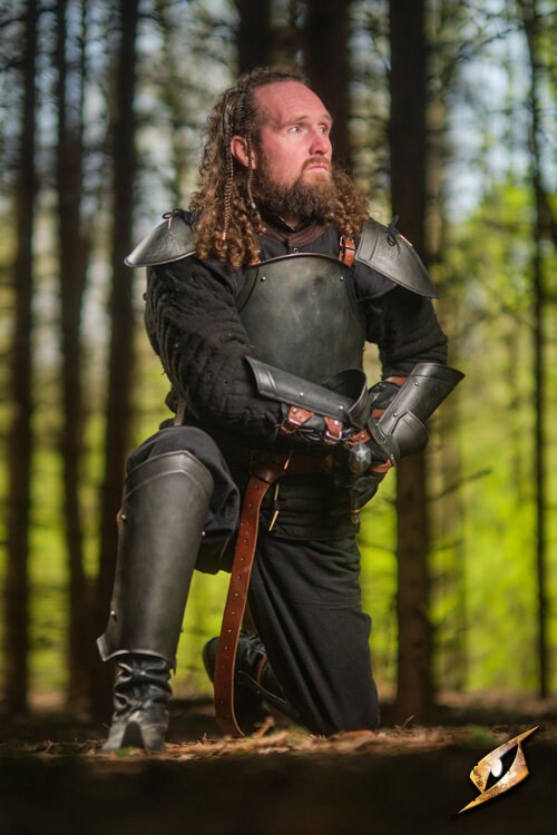 Scout bracers, underarm guards, blackened, 1 mm