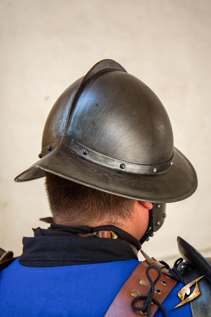 17e eeuwse morion, pikeman's pot, zwart, 1,0 mm