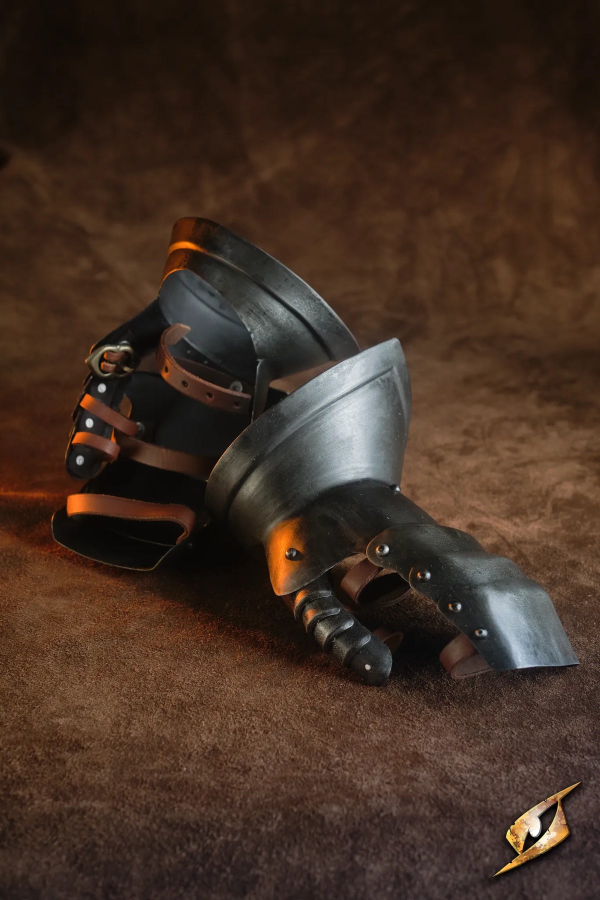 15e eeuwse pantserwanten, mittens, zwart, 1 mm