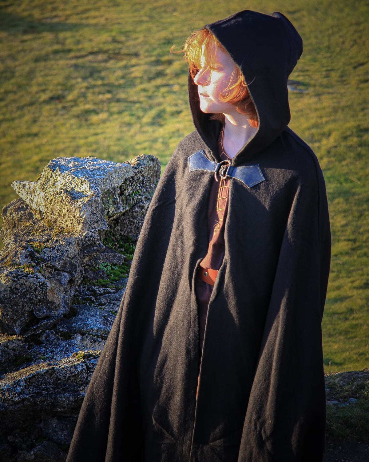 Child's cloak Rowan, black, wool blend